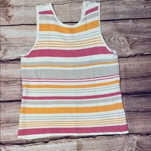 ❤️Cato Pink and Orange Tank Top Vibrant Stripes